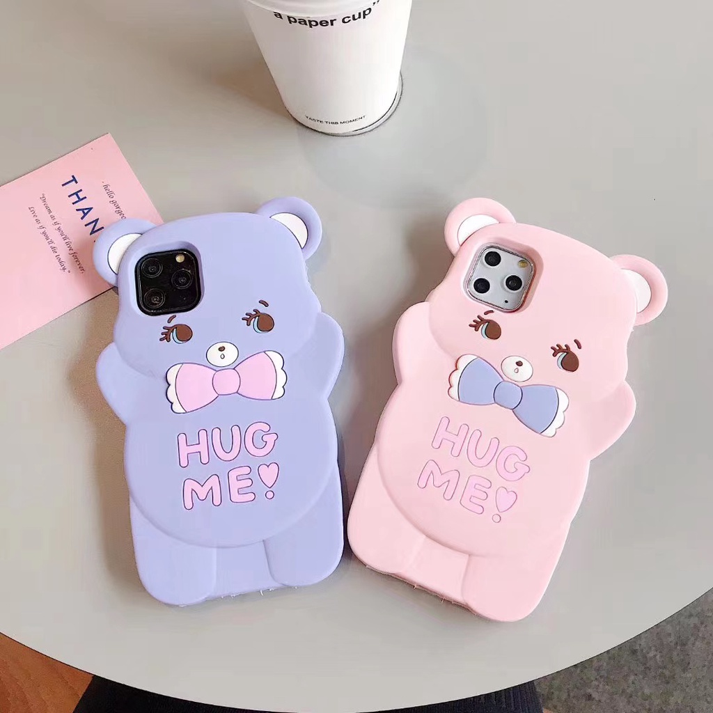 Ốp Điện Thoại Silicon Mềm Hình Gấu 3D Cho iPhone 13 12 11 Pro Max 7 8 6 6S PIus SE 2020 XS Max X XR 5 5S SE