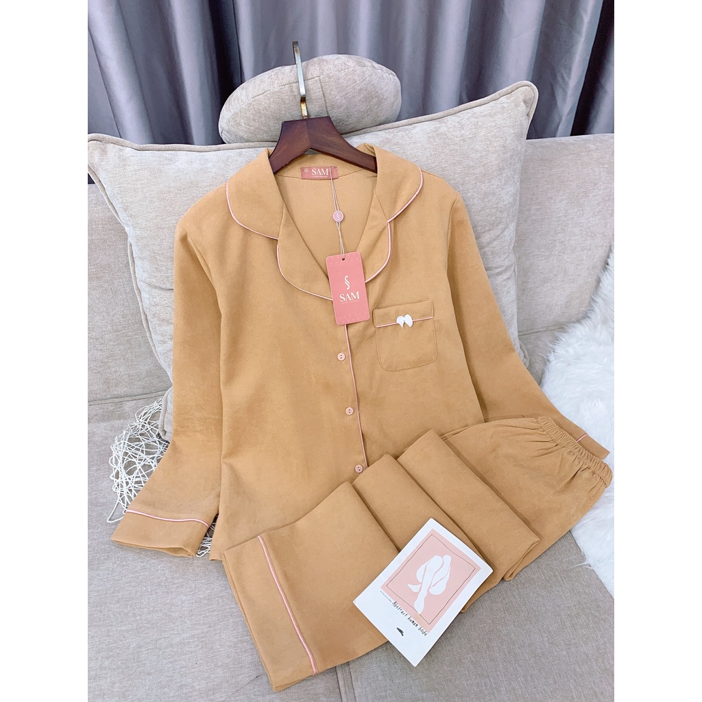 Bộ đồ Pijama mặc nhà SAM. SET đồ nhung tăm cao cấp, thiết kế dáng dài , kiểu dáng trơn đơn giản, siêu dễ mặc | BigBuy360 - bigbuy360.vn