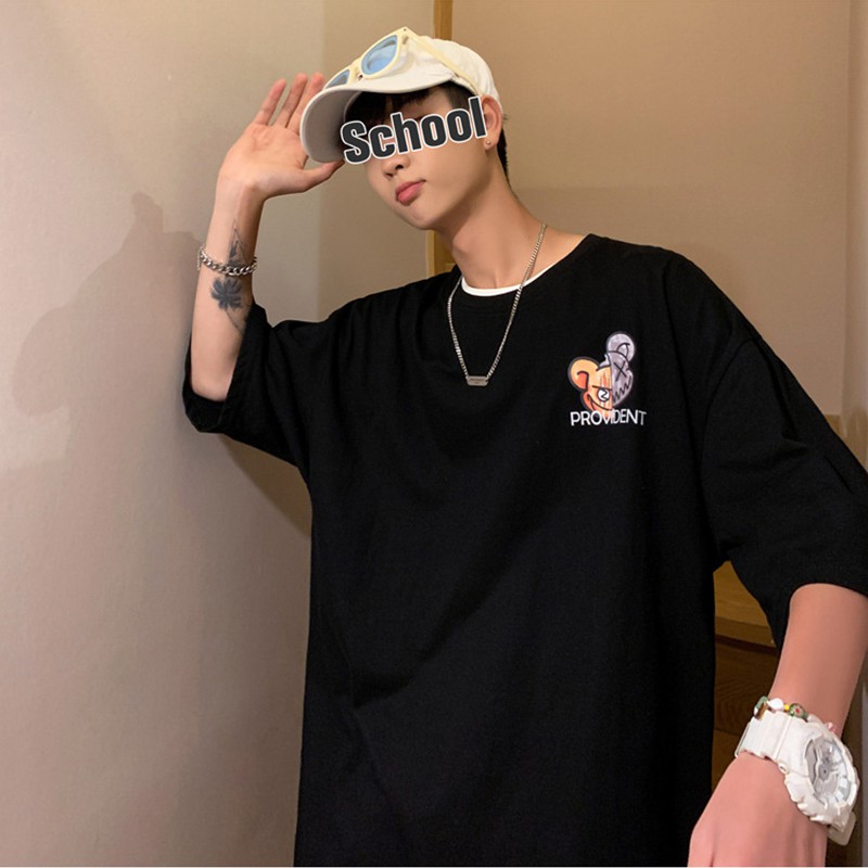 Áo phông nam nữ unisex tay lỡ thun form rộng teen VISA cổ tròn oversize cotton giá rẻ màu đen trắng tee Sammy96 Shop