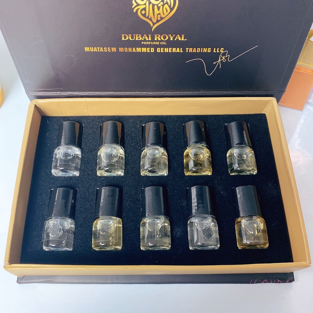Set 10 chai tinh dầu DUBAI ROYAL new 2022 Sét lăn tinh dầu dubai 10 mùi cho Nam và Nữ