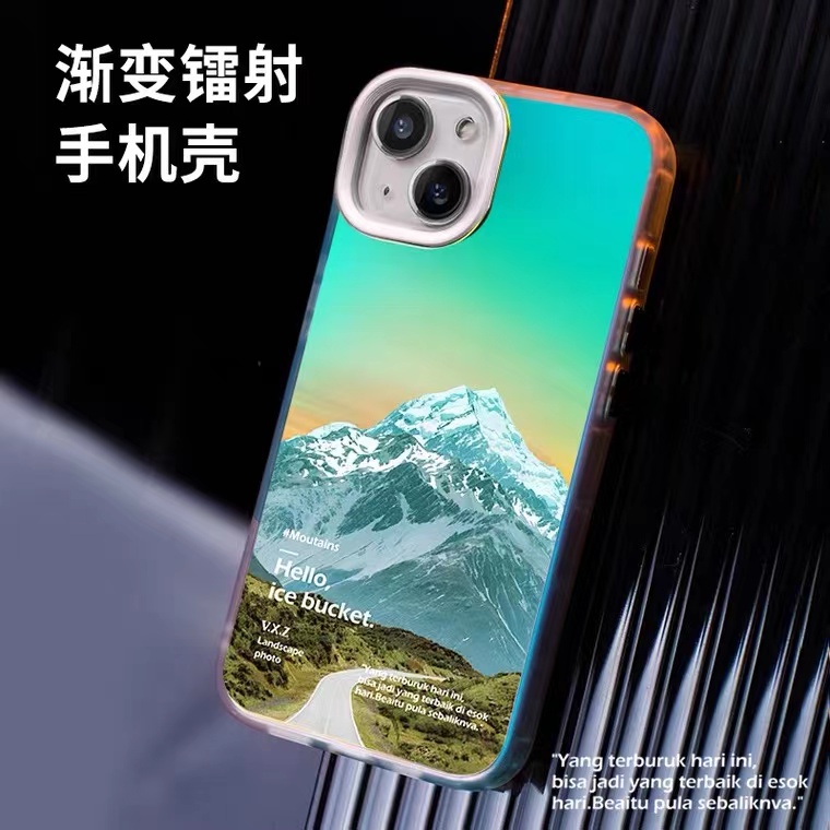 Ốp Điện Thoại Acrylic Chống Sốc Bề Mặt Nhám Họa Tiết Phong Cảnh Núi Tuyết Dành Cho Iphone 13 12 11 Pro MAX XR X XS MAX
