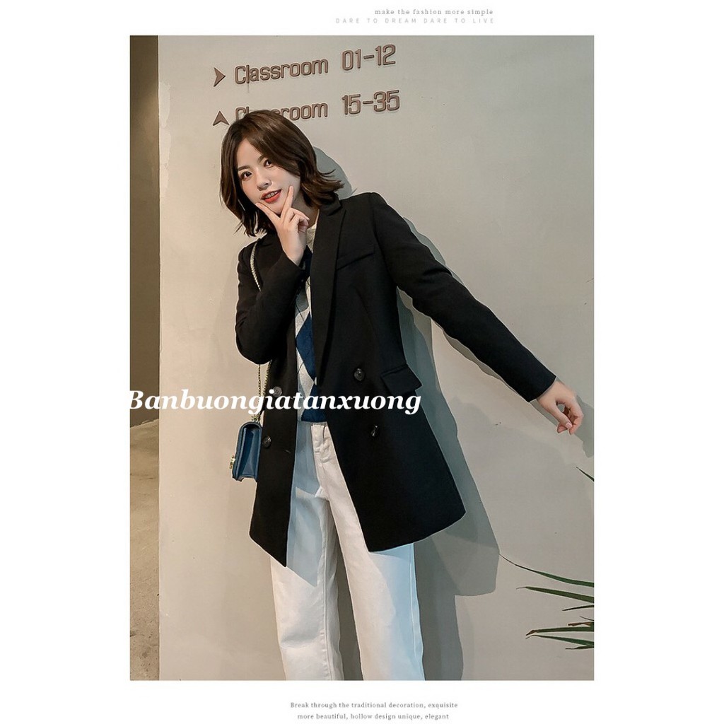 áo vest nữ dáng dài đính khuy tay nhiều màu thanh | BigBuy360 - bigbuy360.vn