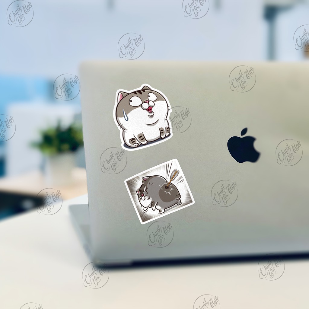 Combo 30/60/120/180 sticker decal hình dán chủ đề Mèo AMI bụng bự dễ thương xe, dán mũ bảo hiểm, dán laptop, điện thoại