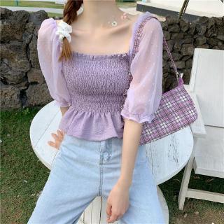 [Mã WACBBOOM hoàn 20% tối đa 50K xu đơn 99K] Áo Kiểu Chất Chiffon Màu Tím Thiết Kế Thanh Lịch