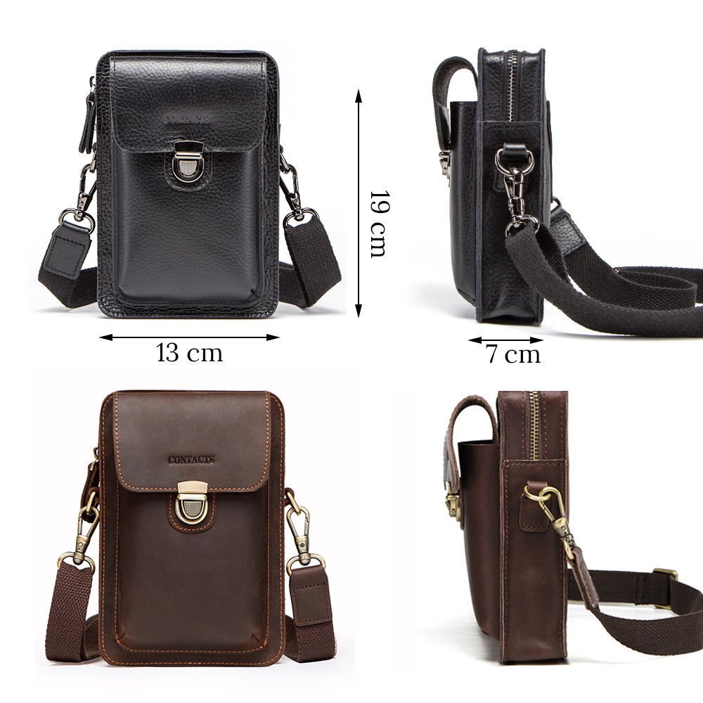 CONTACT'S Túi Đeo Hông Bằng Da Thật Đựng Điện Thoại Có Ngăn Đựng Thẻ Cho Nam