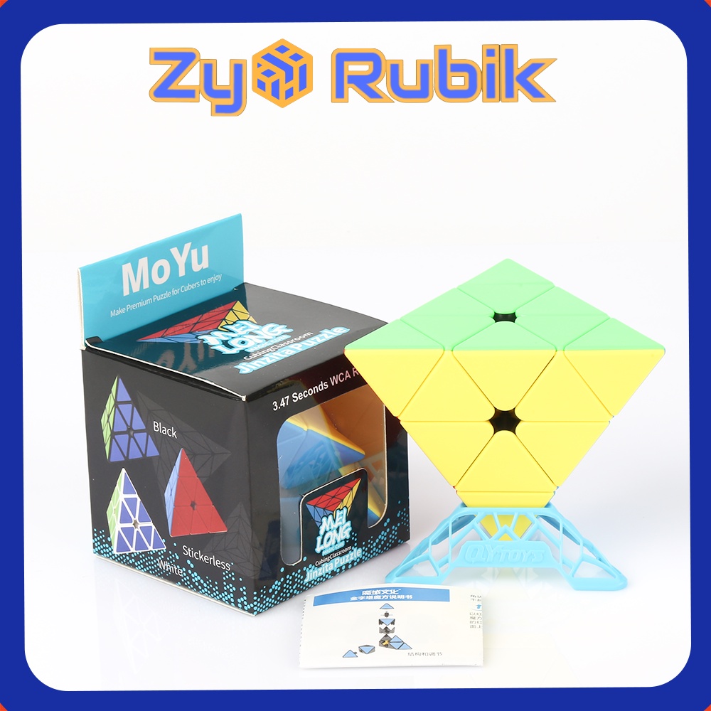 Rubik 3x3 Pyraminx Meilong Stickerless + Đế Qiyi Full màu - ZyO Rubik