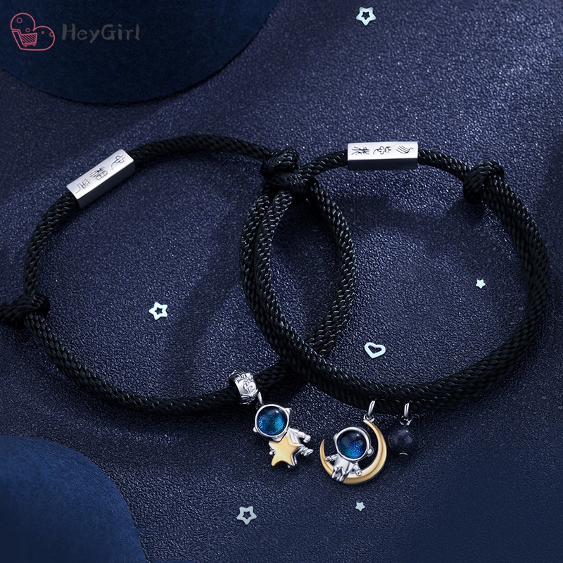 925 bạc sapphire cặp đôi vòng tay không gian