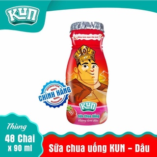 Thùng 48 chai sữa chua uống KUN vị dâu 90ml