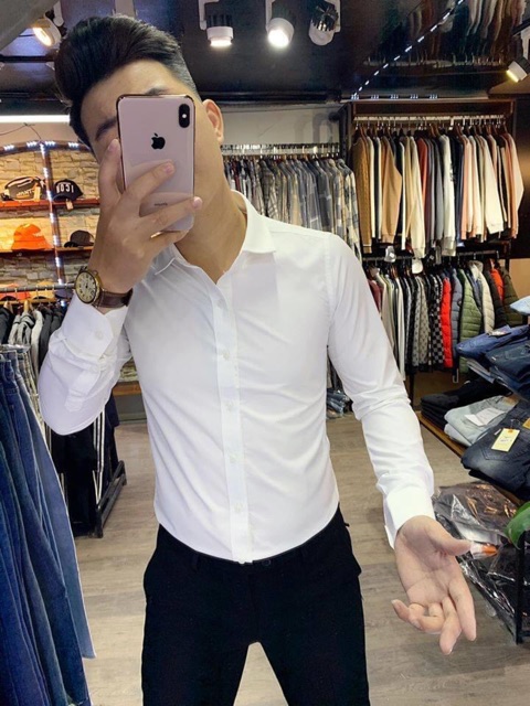 Áo sơ mi nam form slimfit. Chất vải đẹp. Hàng k nhăn, không xù, không bay màu. Lên dáng cực tôn dáng