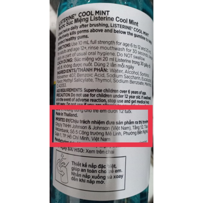 Listerine cool mint 250ml nước súc miệng diệt khuẩn hương bạc hà mát lạnh