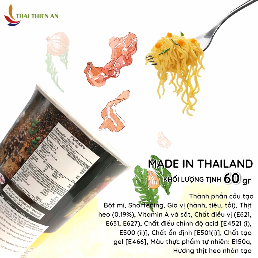 LỐC 6 mì ly MAMA Thái Lan thịt bằm mì ăn liền