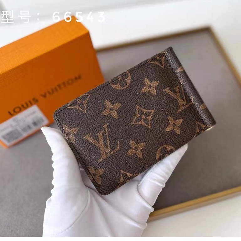 Sẵn sàng giao hàng 100% nguyên bản chính hãng Louis Vuitton LV nam và nữ Kẹp vé monogram mới M66543 Hộp đựng đô la Mỹ