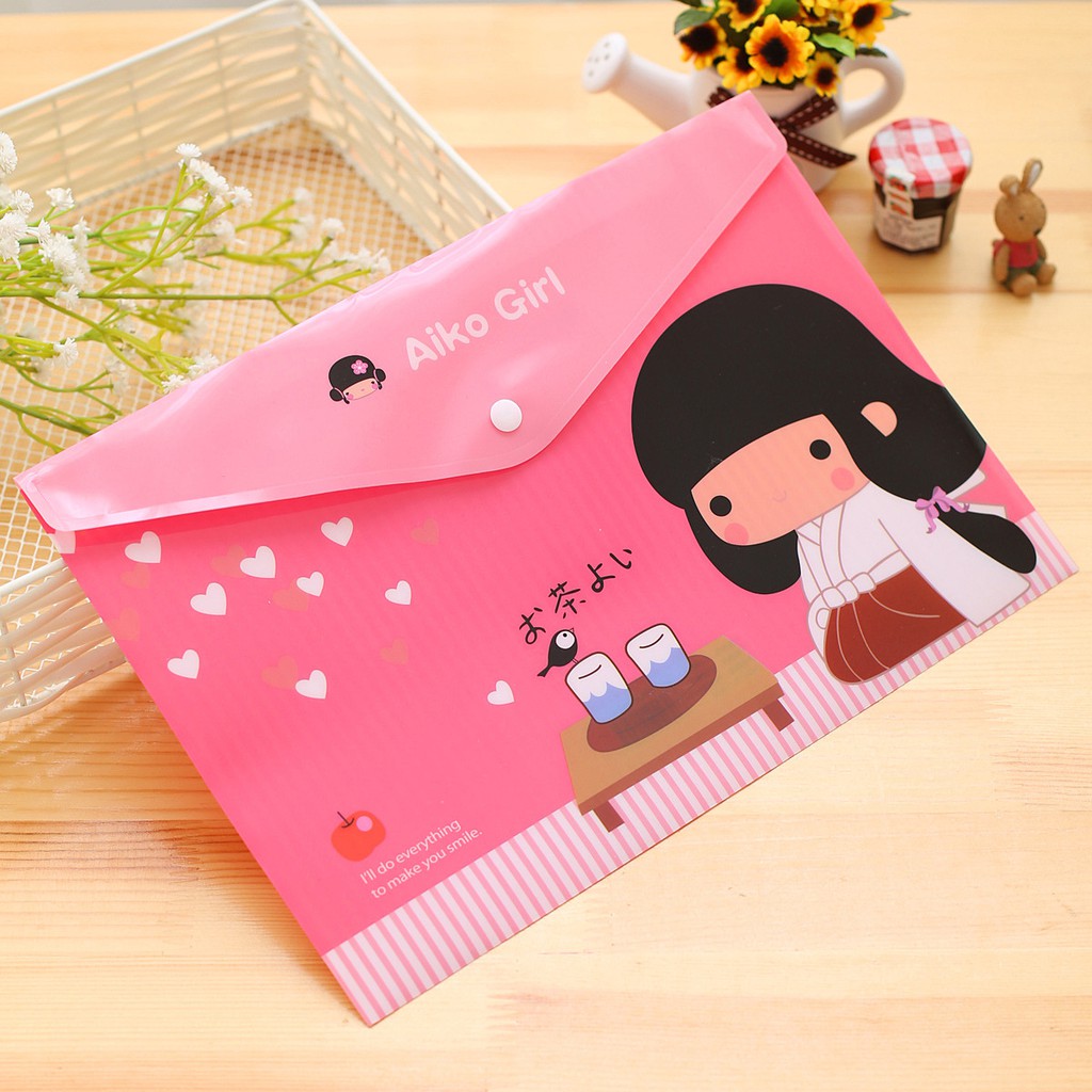 Túi Đựng Tài Liệu Cỡ A4 Họa Tiết Hoạt Hình Đáng Yêu cute cho bé HANUTO TTL01