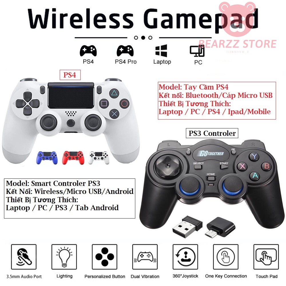 Gamepad Không dây Smart Controler/PS4 cho PC / Laptop / Macbook / điện thoại Android / IOS / Tab / Ipad FOR PC/PS3/PS4