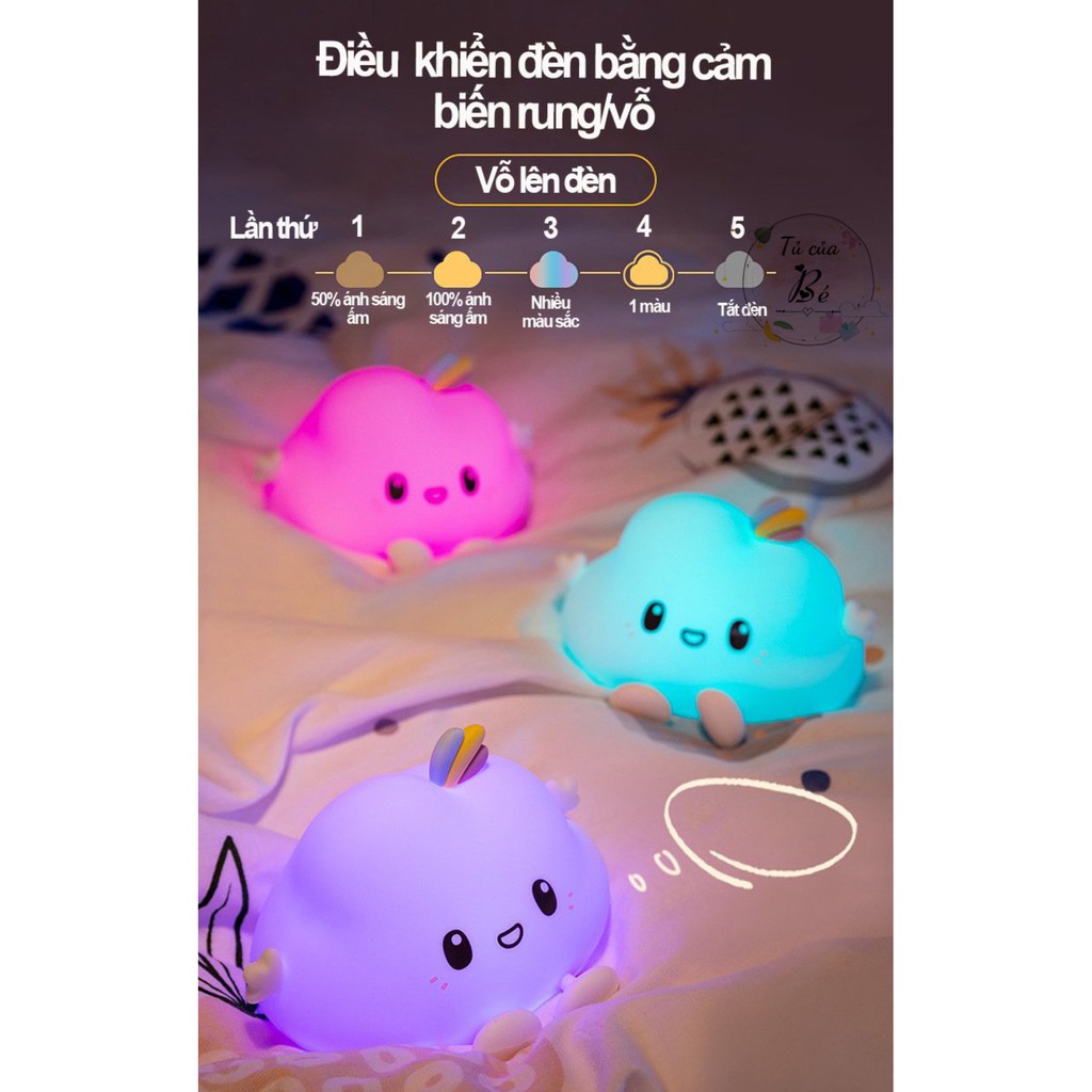 Đèn ngủ silicon Đám mây dễ thương có điều khiển từ xa 16 màu Đồ trang trí Quà tặng đẹp