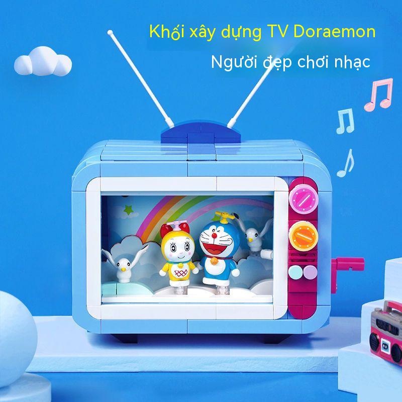 Doraemon TV Building Blocks Đồ chơi Đồ chơi lắp ráp Âm nhạc có thể chơi được Đồ chơi trẻ em Quà tặng cho trẻ em