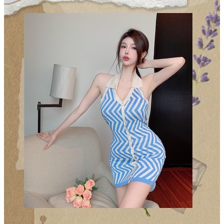 Váy Yếm Dệt Kim Họa Tiết Kẻ Sọc Phong Cách Retro Hàn Quốc Famos | WebRaoVat - webraovat.net.vn