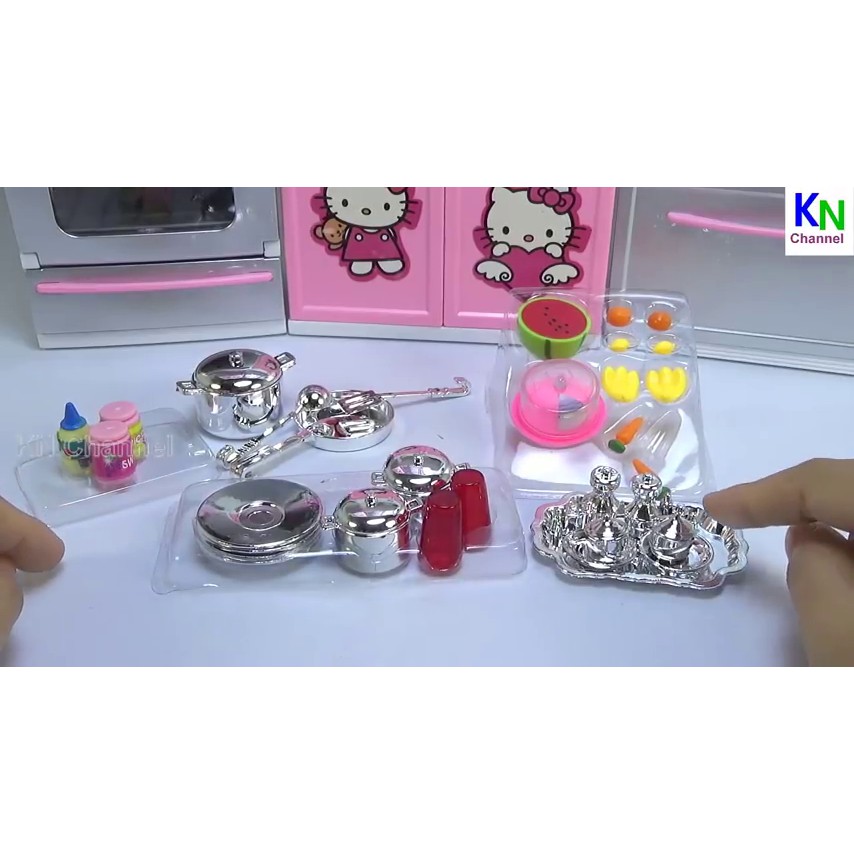 ĐỒ CHƠI NHÀ BẾP HELLO KITTY 3 NGĂN - NO.26210 , CÓ PIN ĐÈN (mẫu mới 2018)( kèm ảnh thật và clip )!!!!