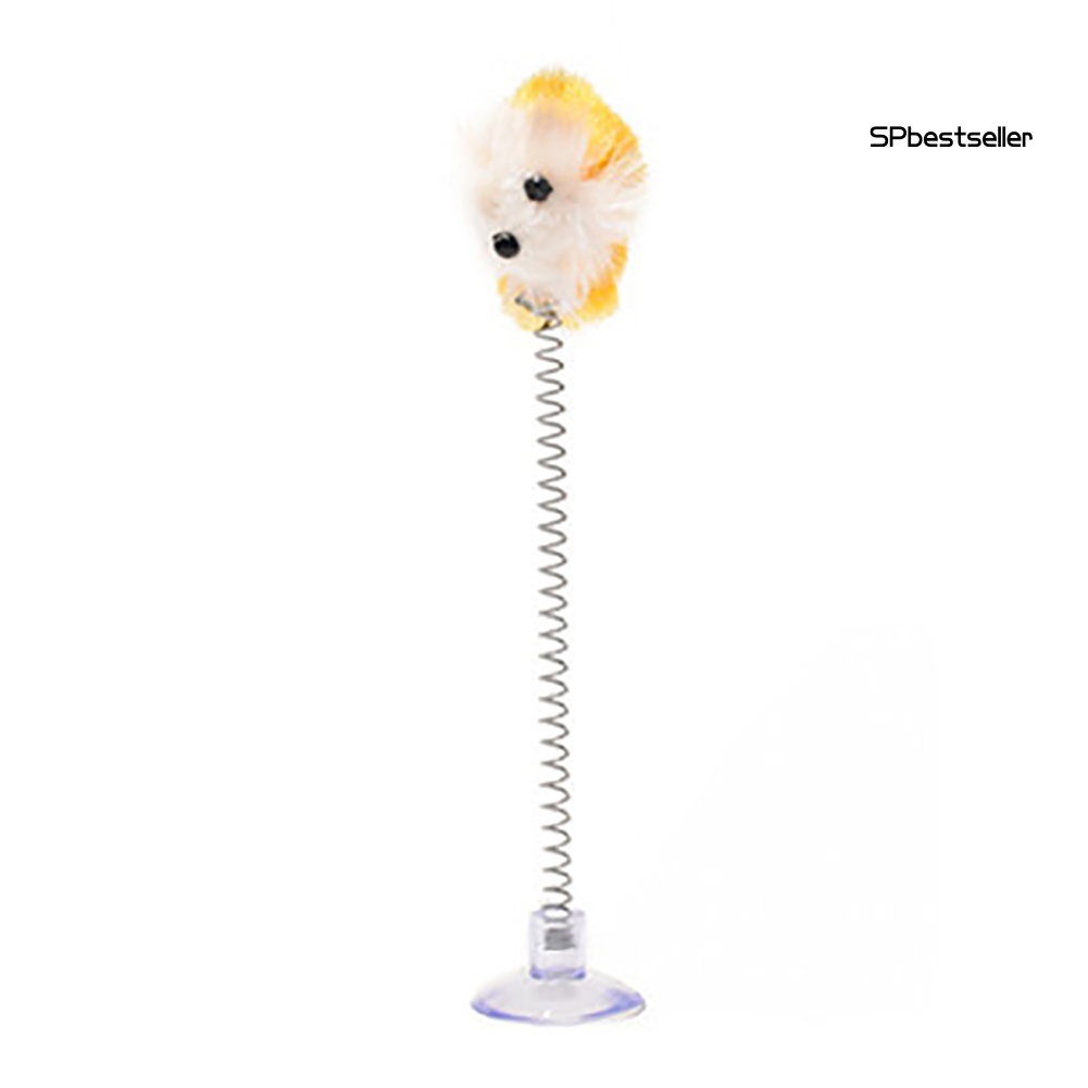 Đồ Chơi Gắn Lò Xo Hình Chuột Bông Có Giác Hút Cho Mèo