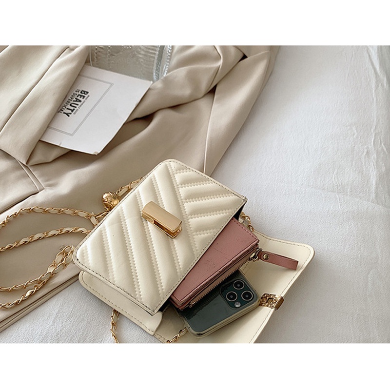 Túi IELGY đựng được điện thoại màu trơn hình vuông nhỏ xinh thời trang cho nữ