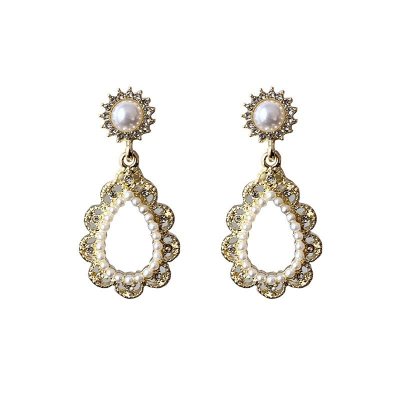 Bông tai nữ đính đá gắn ngọc trai nhân tạo sang chảnh khuyên tai nữ hoa tai NO SKU 28 TOBI STORE