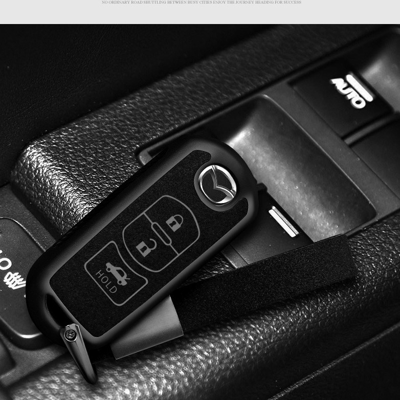 Ốp Chìa Khóa Ô Tô Mazda Bằng Da Lộn Cao Cấp Dành Cho Xe Mazda  2,3,6,CX5, CX8 Bảo vệ Chìa Khóa Có Dây Đeo [Hàng Cao Cấp]