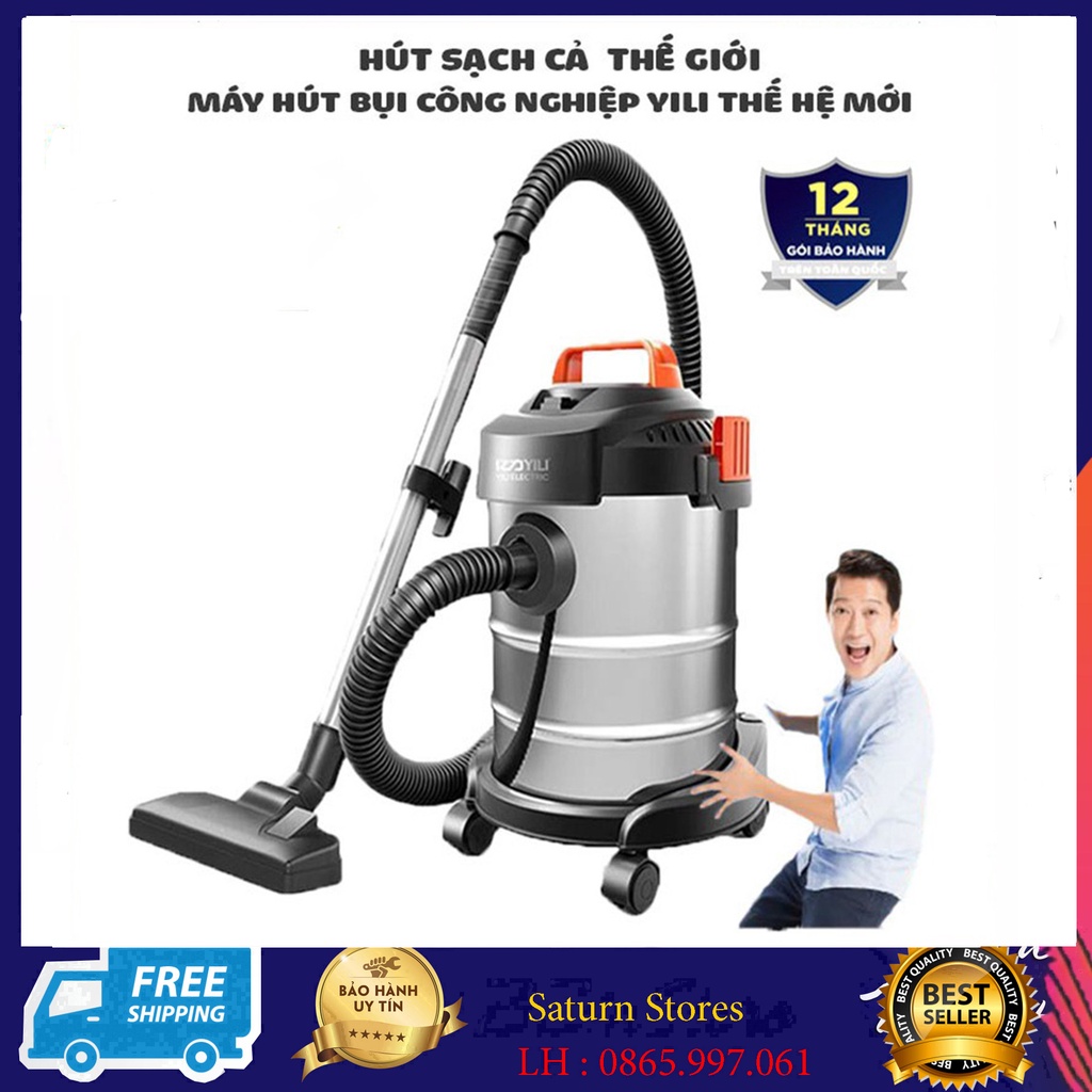 Máy Hút Bụi Công Nghiệp YILI ELICTRIC 12L Đầy Đủ Phụ Kiện Đi KÈM, Công Suất 1200W Hút Khô, Hút Nước, Thổi Gió- Hút Nhanh