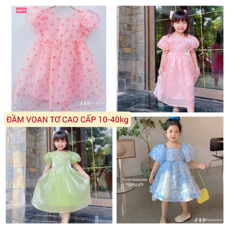 Đầm váy công chúa cao cấp xòe rộng voan tơ mềm mại và thoáng mát haivanco cho bé  10 đến 40 kg đi học đi chơi đều đẹp