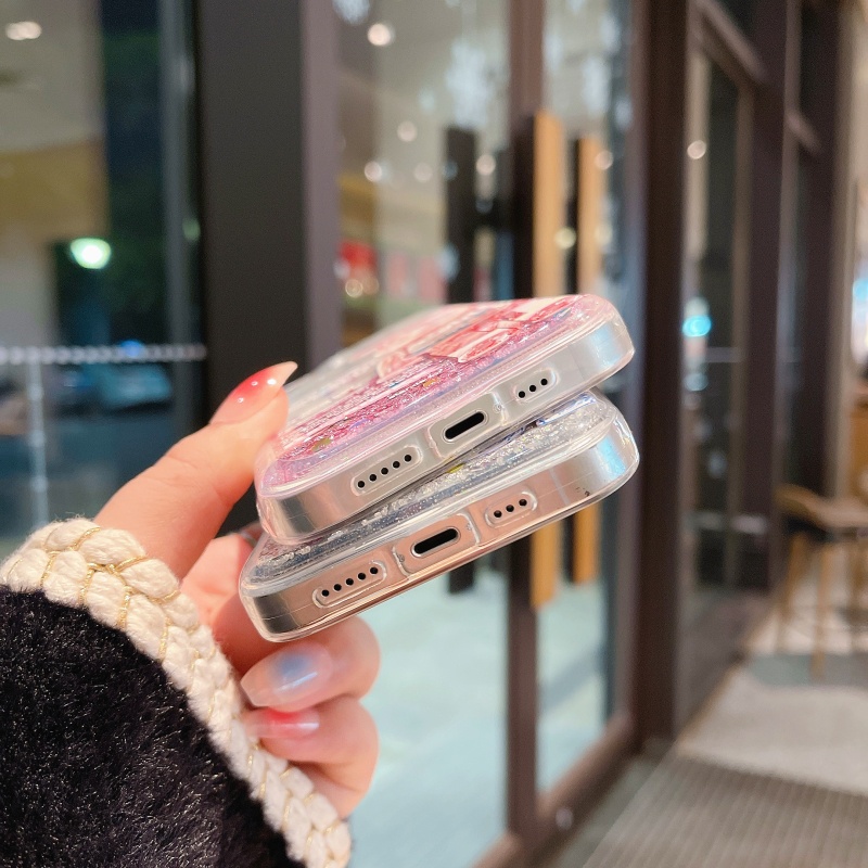 Ốp Điện Thoại Mềm Kim Tuyến Nước In Hình Gấu Cho iPhone 13 12 11 Pro Max XS XR X 8 7 6 6S Plus + SE 2020