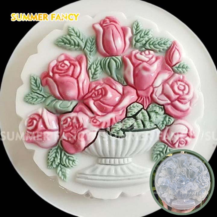 Khuôn rau câu 25cm tròn mẫu Nho, Hồng, Cúc, Happy Birthday mới - Jelly tray NL-A