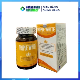 [Nhập khẩu] Viên uống trắng da chống nắng Triple White Glutathione Leucotomos và nhau thai cừu - Hộp 50 viên
