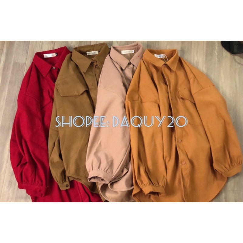 Sơ mi nhung vintage 5 màu tay bồng khoét đuôi tômDAQUY20sơ mi đuôi tôm chất nhung dày bịch đẹp hết nước chấm