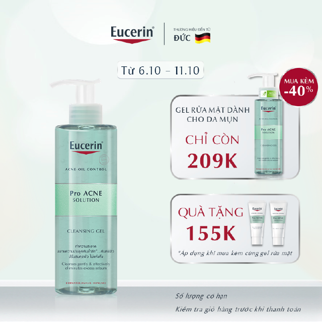  Gel rửa mặt dành cho da mụn Eucerin loại bỏ nhờn ngừa mụn 400ml-88982
