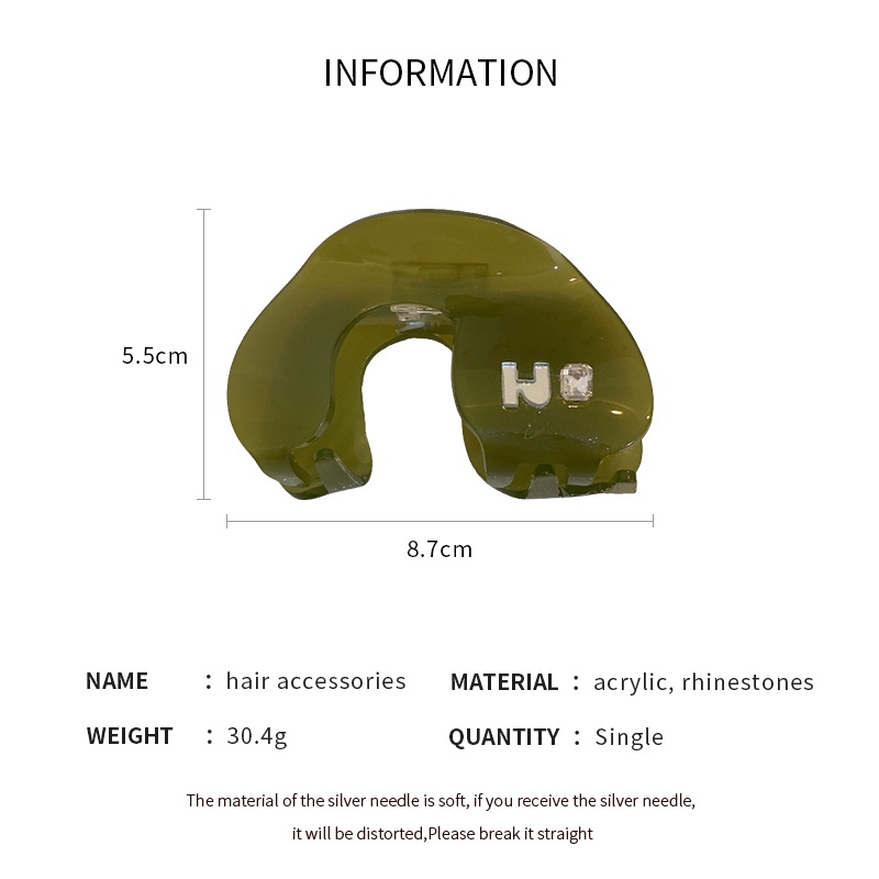 Kẹp Tóc Hình Vòm Chữ H Đính Đá Đơn Giản Thời Trang Hàn Quốc