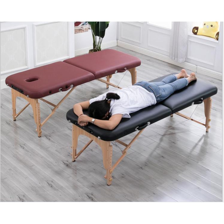 Giường massage gấp gọn chân gỗ - giường spa