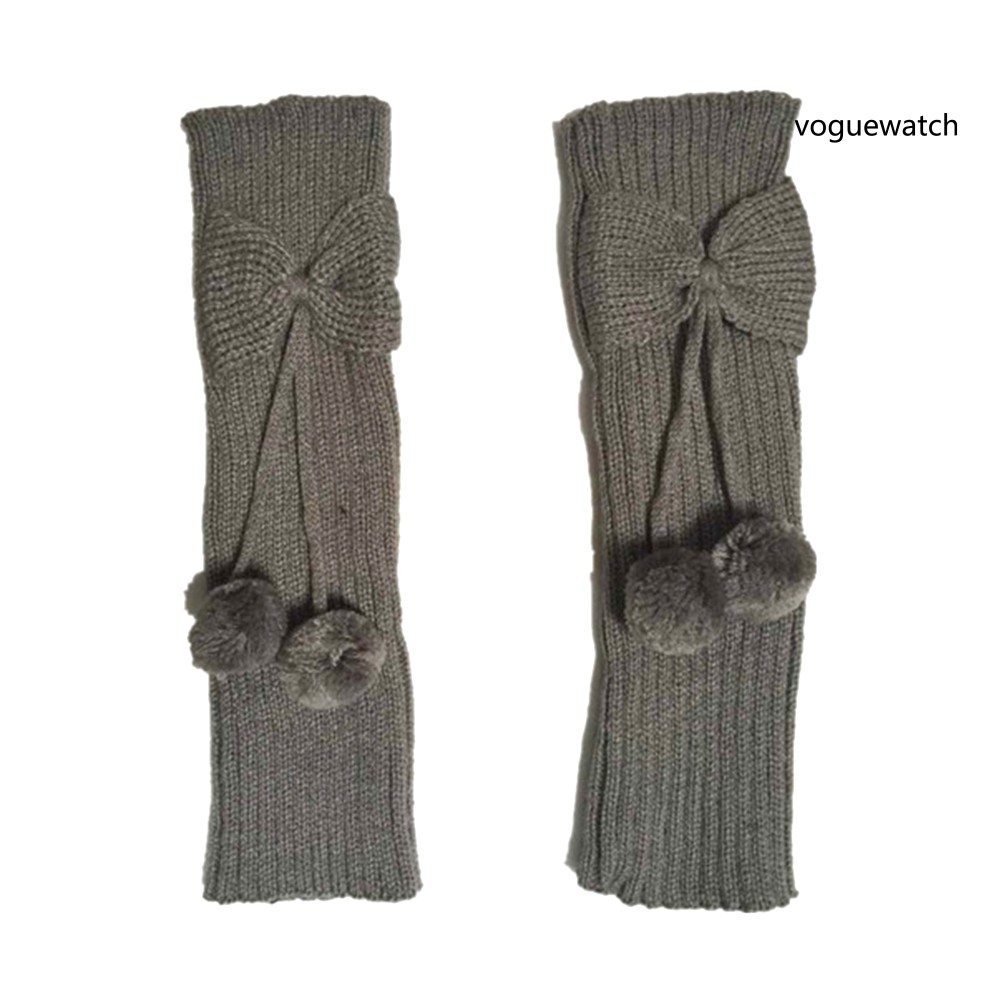 Vớ Dệt Kim Giữ Ấm Chân Đính Nơ Và Bóng Lông Thời Trang Cho Bé Gái