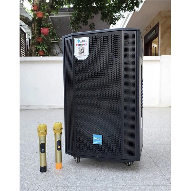 Loa Kéo Bluetooth Azpro 1508A-Phiên Bản 2022   Có Reverb-Bass 40 Tặng Kèm 2 Micro Karaoke