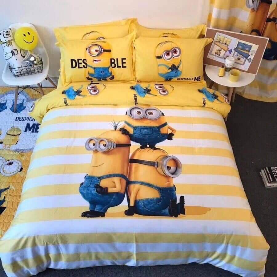 Bộ chăn ga gối cotton lụa Disney
