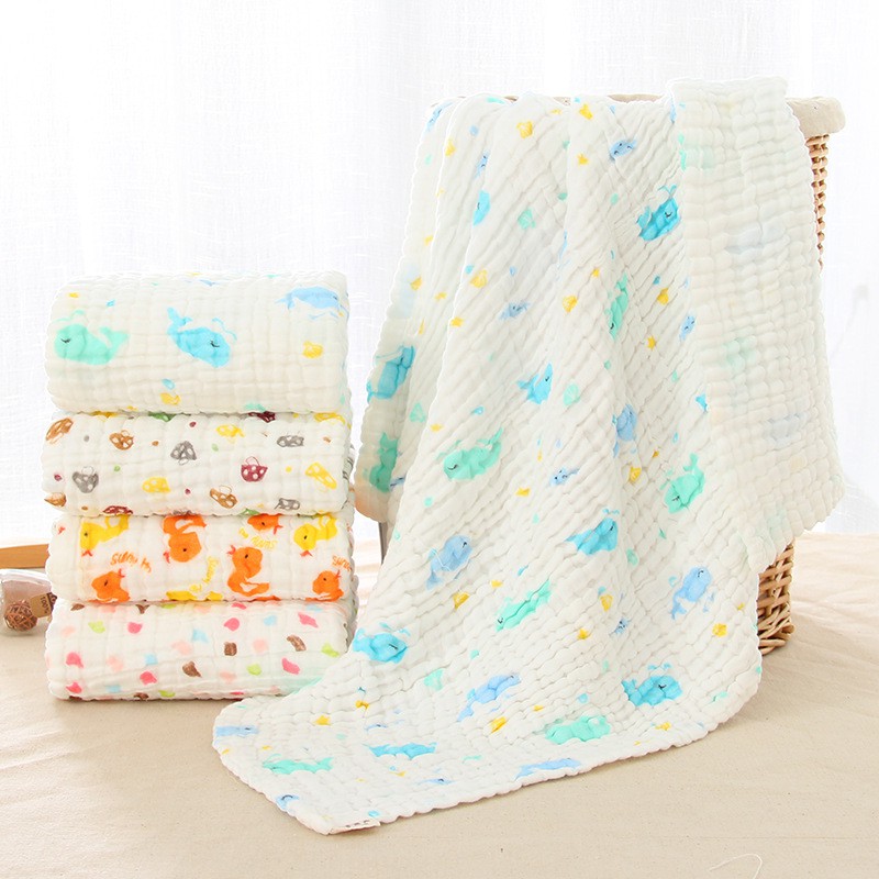 Khăn Xô Cotton Khổ Lớn 110x110cm In Hoạt Hình Dày 6 Lớp PA9899