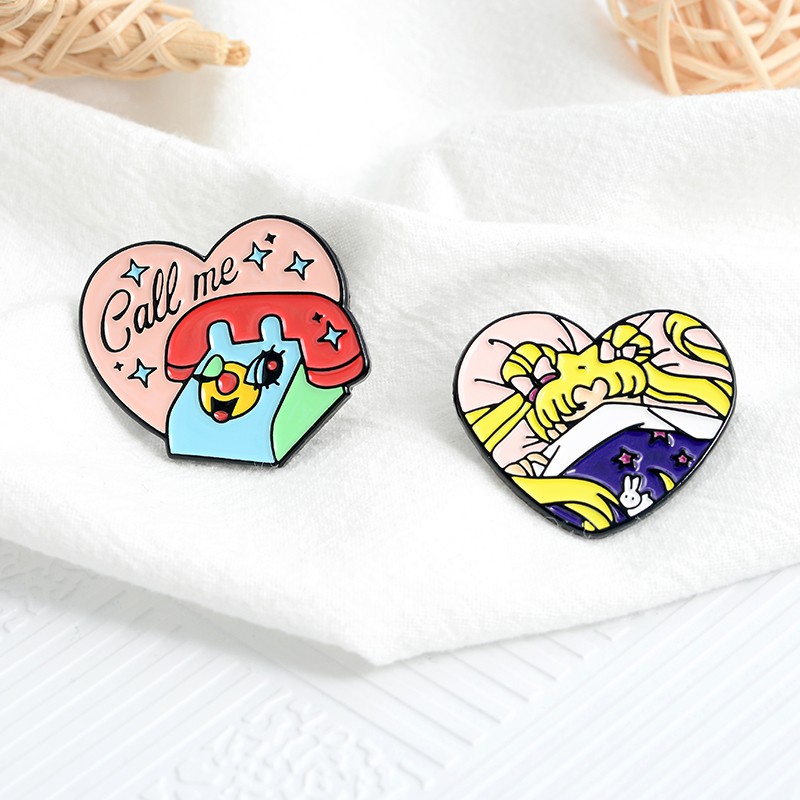 2 Style Anime Enamel Pin Sailor Moon Badge Brooch Lapel Pin Cartoon Jewelry Fans Gifts