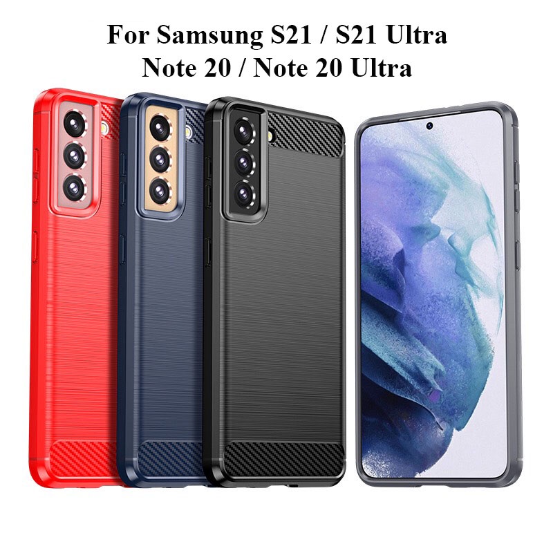 Ốp lưng dẻo Samsung Galaxy S21, S21 Plus, S21 Ultra, S10 Lite, Note 20, Note 20 Ultra vân sợi cacbon chống sốc