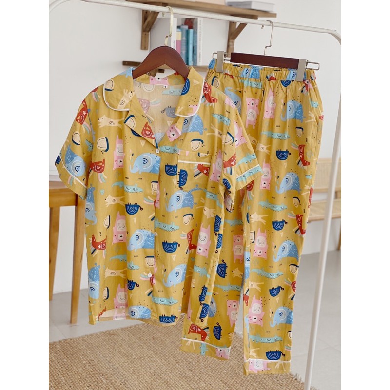 PIJAMA BỘ TAY CỘC QUÀN DÀI CHẤT XỊN GIÁ RẺ NHẤT SHOPEE