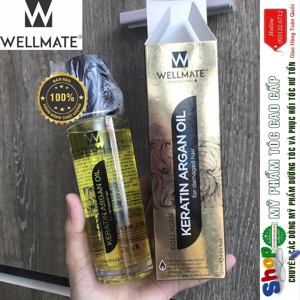 Best Seller[#wellmate_chính hãng] Tinh Dầu Phục Hồi Tóc #wellmate Keratin Argan OIL 120ML