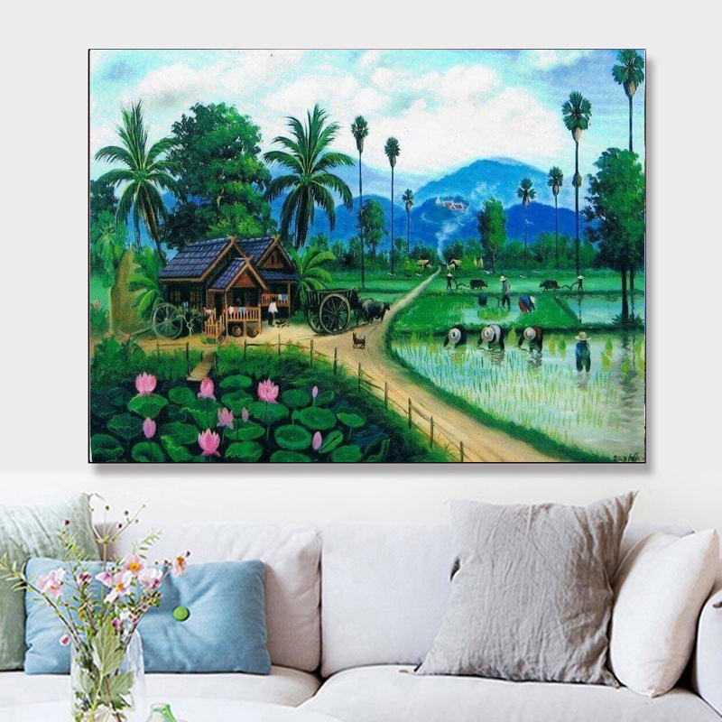 DOBUR | Bộ Tranh Đính Đá 5D DIY Hình Tròn / Vuông Họa Tiết Nông Dân Để Trang Trí