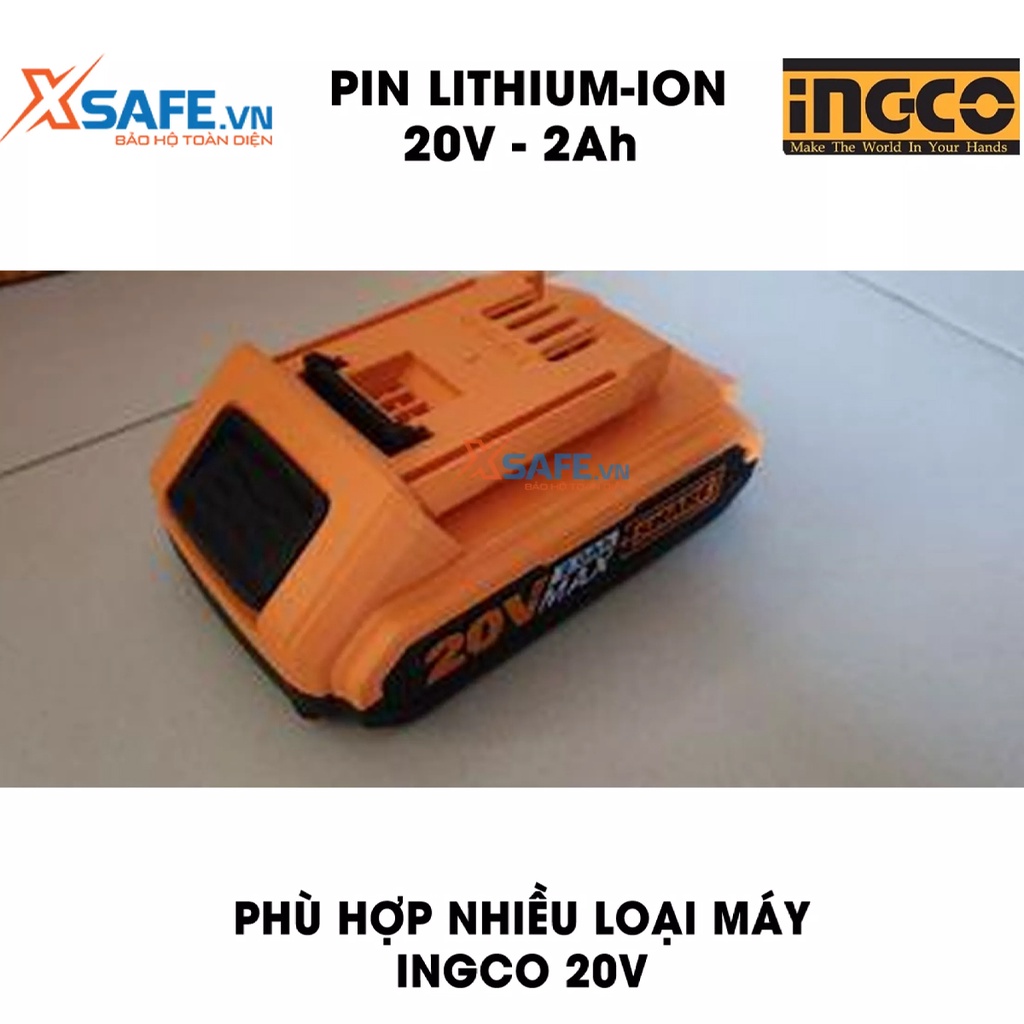Pin Litium INGCO FBLI2001 2Ah Pin máy khoan điện thế 20V, có đèn led hiển thị dung lượng pin, dùng cho máy cầm tay INGCO
