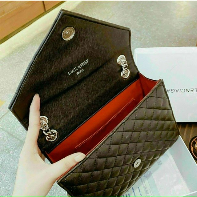 Túi đeo chéo đeo vai nữ công sở nắp gập dáng phong bì phối dây xích sang trọng