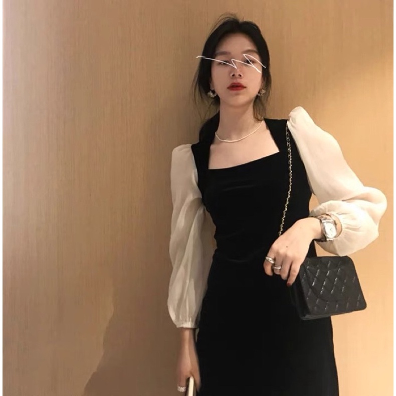 Bigsize S-4XL Đầm cổ vuông dáng dài thanh lịch