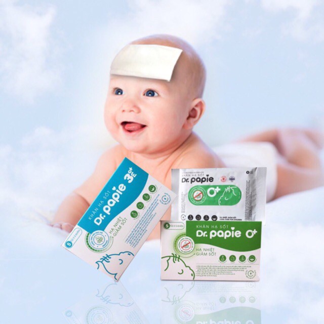 Khăn Lau Hạ Sốt Giảm Nhiệt An Toàn Cho Bé Từ 0m+ Dr.Papie (Hộp 25 Cái)