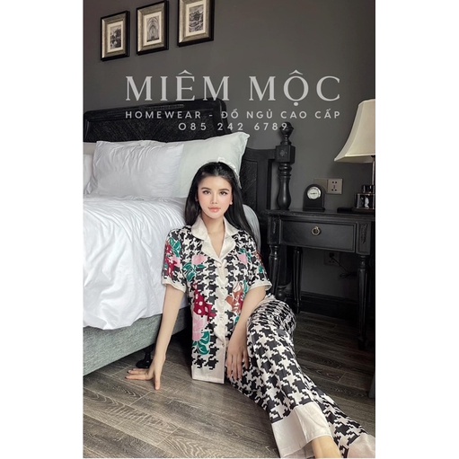 (Dưới 62kg) Đồ bộ pijama mặc nhà LỤA XƯỚC dài cộc - tay dài quần dài thiết kế Quảng Châu Cao Cấp cho bạn nữ