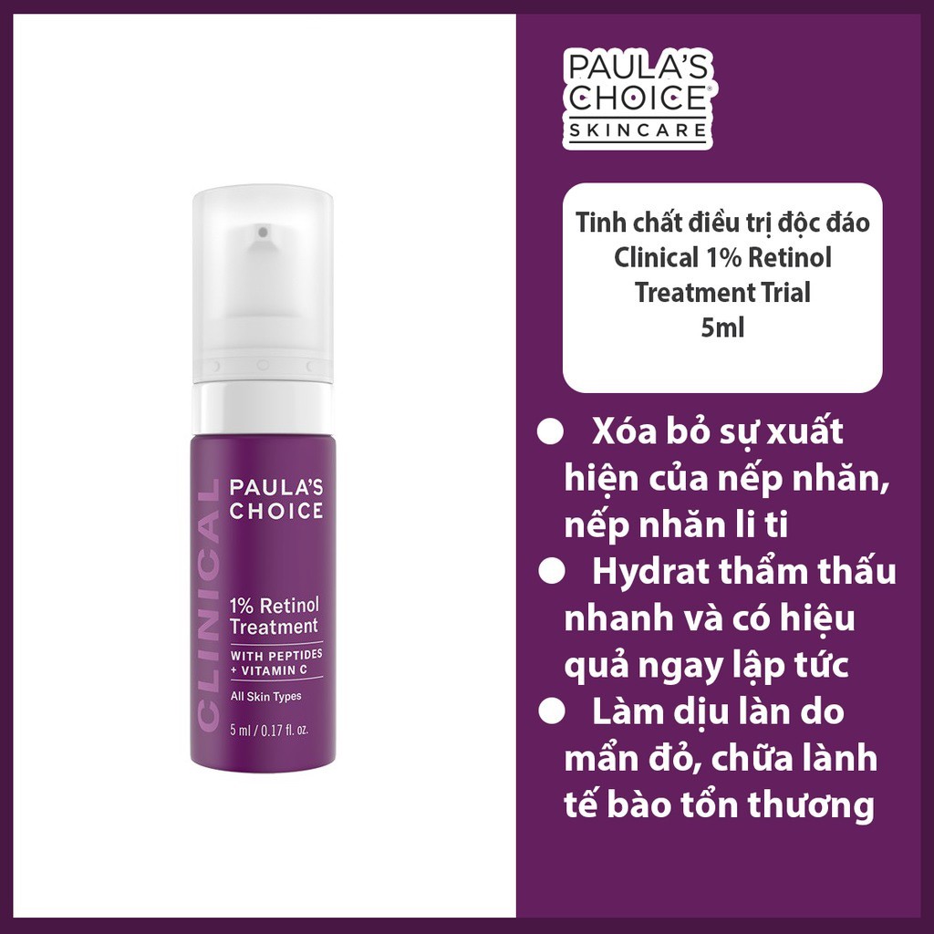 [TRIAL SIZE] Tinh chất chống nám và nếp nhăn Paula’s Choice Clinical 1% Retinol Treatment 5ml